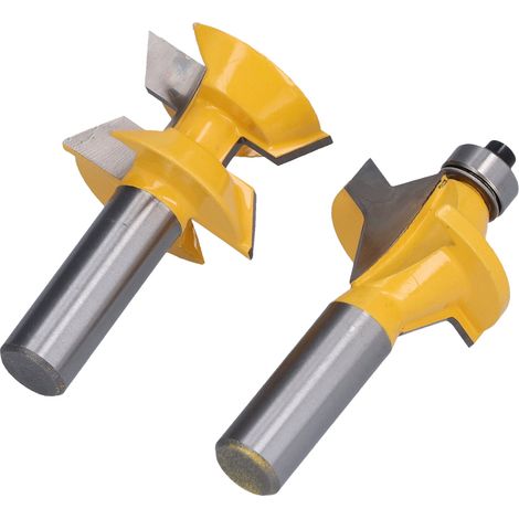 2 Pièces Fraise à Rainurer en V 120° avec Bande de Protection pour Travail du Bois, Queue de 1/2 Pouce