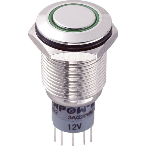 TRU COMPONENTS 701846 LAS2GQF-22ZE/G/12V/N/P Vandalismusgeschützter Druckschalter 250 V/AC 3 A 2 x E (1/3)