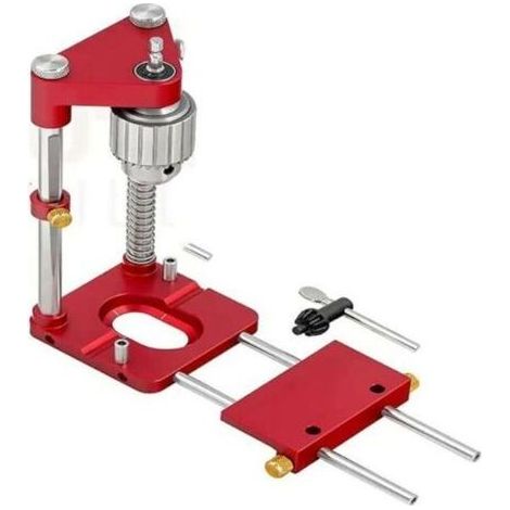 Autre outil du menuisier,Localisateur de perceuse Guide de gabarit de perçage portable Positionneur de perforation precis Outil de travail du bois en acier pour charpentier, modele: Rouge,de