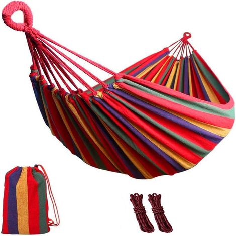 Modèle de canne incurvée bleue pour une personne, 240&80 Hamac en toile, double, respirant, pour le camping, chaise suspendue anti-basculement, balançoire, pour l'extérieur (1/4)