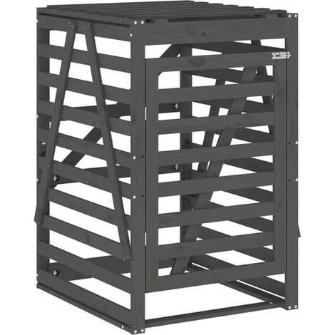 Cobertizo para cubos de basura madera pino gris 84x90x128,5 cm vidaXL