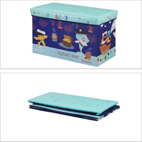 Taburete baúl de almacenamiento plegable para juguetes de infancia 36 x 60,5 x 30,5 cm de poliéster azul 130006332 (1/5)