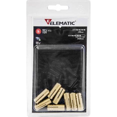 10 x ELEMATIC BLISTER TASSELLO T51 M8 OTTONE 6 PZ