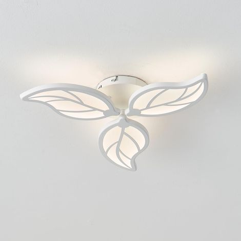 1 Plafonnier LED 24W Design Feuille Blanc Mat 45cm Pour Chambre Bureau Salle A Manger
