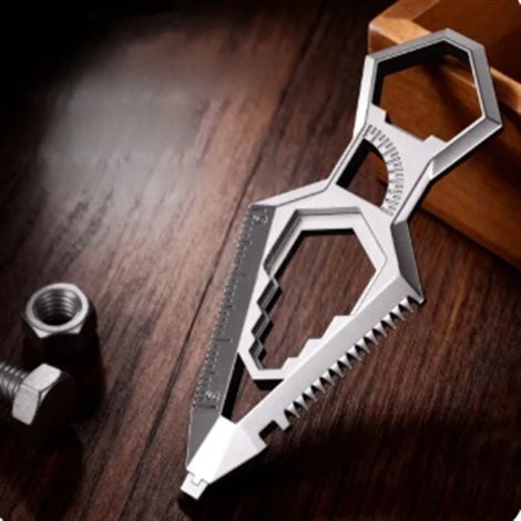 Outil multifonction portable - Ouvre-bouteille en acier, règle, clé multifonction Accessoire de survie compact pour une utilisation quotidienne en extérieur