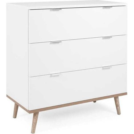 Commode Göteborg - 3 tiroirs - Décor chene sonoma Blanc - Scandinave - L 79,8 x P 40 x H 86,5 cm (1/3)