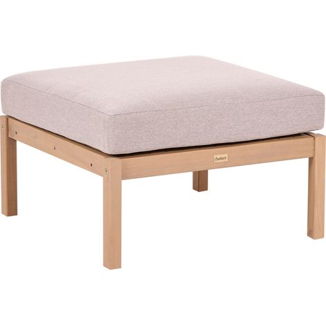 Otomana de madera de acacia con cojín de tela jardín terraza marrón claro y beige Rivello (1/5)