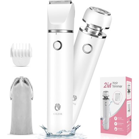 Rasoir Electrique Femme – Tondeuse électrique 2 en 1 humide/sèche sans fil étanche pour épilation du visage sans douleur du pubis, des aisselles et des jambes (blanc) (1/5)