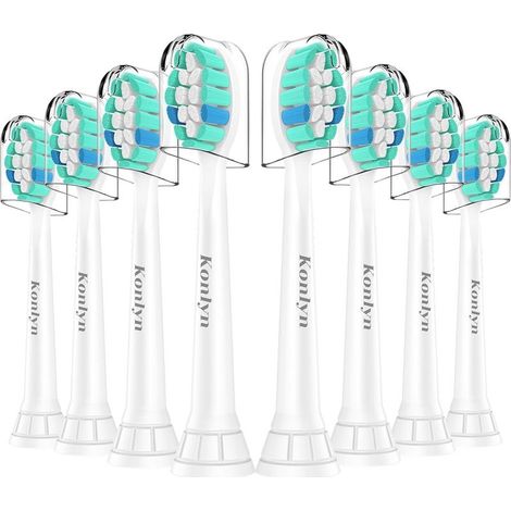 8 Pack Brossettes de rechange compatible pour Philips Sonicare - Têtes de Brosse à dents électrique avec Sonicare, Blanc (1/5)