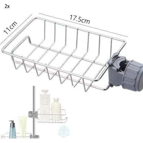 2 Étagères Douche Inox Télescopiques, Porte-Savon sans Perçage (1/5)