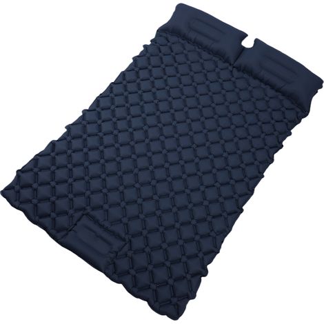 Matelas de camping 2 personnes ultra-léger en TPU autogonflant avec boutons-pression, bleu (1/5)