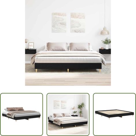 Plattformbett - Bettrahmen Schwarz Eichen-Optik 203 x 203 x 25 cm Holzwerkstoff (1/5)