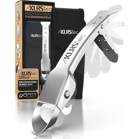 Outil de lissage de joints professionnel KLRStec [100 % acier inoxydable] : grattoir et outil multifonction 4 en 1 robuste avec étui pratique et clip ceinture – Kit d’outils professionnel pour la réno (1/4)
