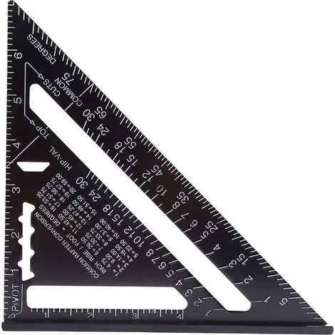 LITZEE Dreieckslineal 7 Zoll Metrisch/Imperial Square Aluminium Dreieckslineal Winkelmesser Hochpräzises Messwerkzeug, Schwarzoxid-Finish, Für die Holzbearbeitung Messwinkel (1/5)