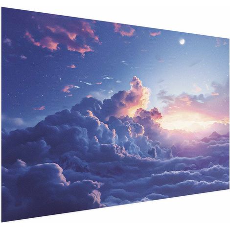 Plakat – Nachtkonzert in den Bergen: Wolken, erleuchtet von den letzten Sonnenstrahlen (1/4)