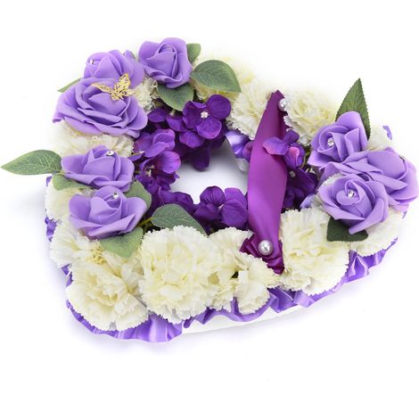 Couronnes artificielles en forme de cœur, couronnes de mariage, décoration de fleurs artificielles pour cérémonie de mariage, anniversaire, fête, violet (1/5)