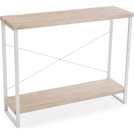Versa Taline Schmales Möbelstück für den Eingangsbereich oder Flur, Moderner Konsolentisch, Maßnahmen (H x L x B) 80 x 30 x 100 cm, Holz und Metall, Farbe: Weiß (1/5)