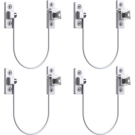4pcs Entrebâilleur Fenêtre Porte Restricteur de Porte de Fenêtre Verrou Fenetre UPVC Verrouillage de Limite Verrou de Sécurité Câble Serrure de Limite Avec Clé et Vis (1/5)