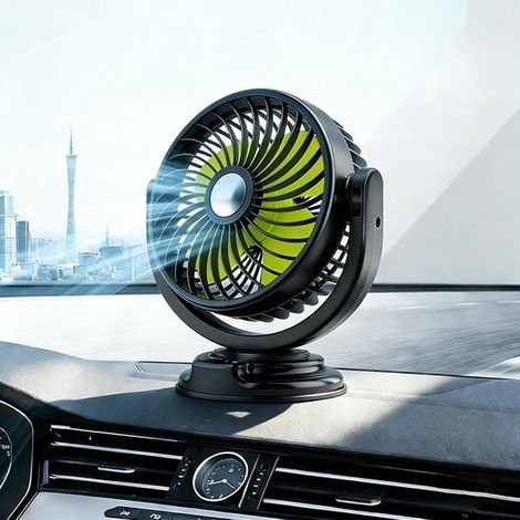 Ventilador para coche，ventilador de 12 V para coche，giratorio 360 grados，ventilador de refrigeración para coche，ventilador de mesa (1/5)