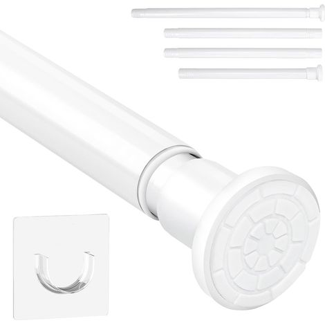 Tringle à rideaux sans perçage réglable 71-165 cm tringle à rideaux en acier inoxydable antidérapante tringle Télescopique pour penderie cintre salle de bains balcon blanc (1/5)