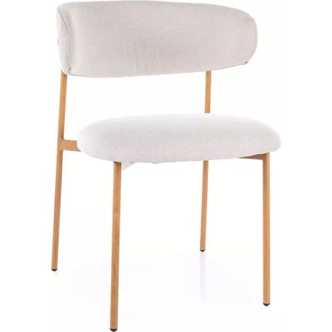 Chaise tissu en beige structure métal effet chêne dossier arrondi JONAZ (1/5)
