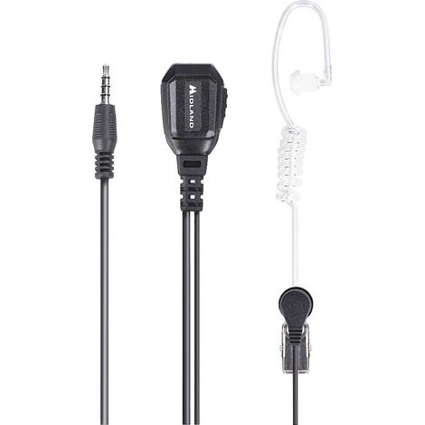 Midland MA31-777 Pro – écouteurs pneumatiques avec micro PTT, prise 1 broche, filaire (noir)