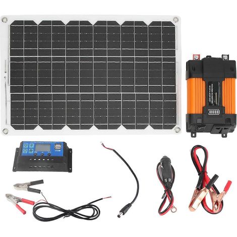 Tragbares Solarstromsystem mit 4000 W, 30-A-Wechselrichter (12 V/24 V), 18-W-Solarladeregler, 300-W-Solarpanel-Set (12 V bis 220 V) (1/4)