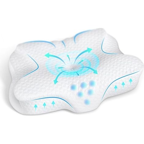 Cuscino cervicale ergonomico 2 in 1 con memory foam, comfort superiore per chi dorme su un fianco o sulla schiena, altezza regolabile, fodera in cotone 100% lavabile, 60 x 40 x 9/12 cm (1/4)