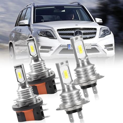 Ampoules LED pour phares de voiture (H15 + H7), lumière blanche 6000K, installation facile, lot de 4 (1/5)
