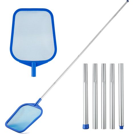 Poolskimmer – 5-teiliges Poolskimmernetz, verstellbare Teleskopstange aus Aluminium, 58–152 cm, Poolskimmerrechen mit ultrafeinem Netz (1/5)