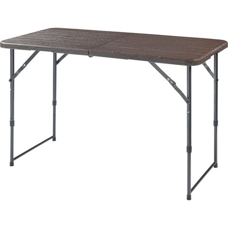 Tavolo da campeggio pieghevole con altezza regolabile 120 x 60 cm effetto legno 030010993