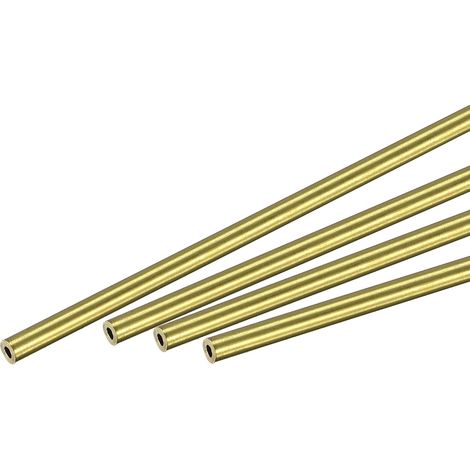 sourcing map Brass Tube Round 2mm OD 0.5mm Wall Thickness 200mm Pipe Length 4Pcs (1/5)
