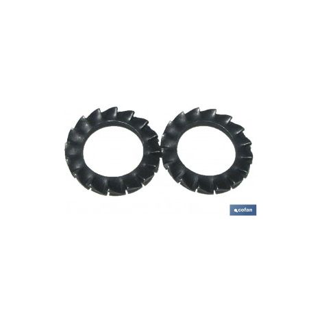 Pack mit 12 DIN 6798 M-8 elastischen Unterlegscheiben im Standard-Blister