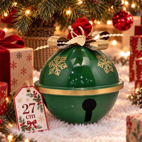 Campana in Metallo 27 cm Verde Decorazione di Natale Natalizio Esterno Interno (1/5)