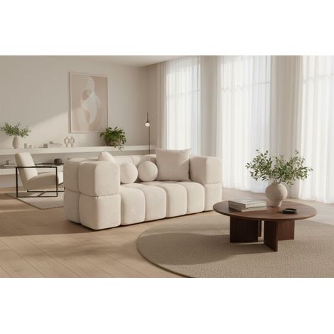 Sofa Designersofa VEGA 2-Sitzer in Stoff Egon Beige