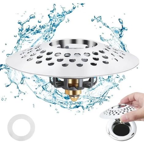Bouchon de baignoire universel pour 1.6-2.0 ", bouchons de drain de baignoire Noyau de bain rebondissant en laiton Attrape-cheveux (1/4)