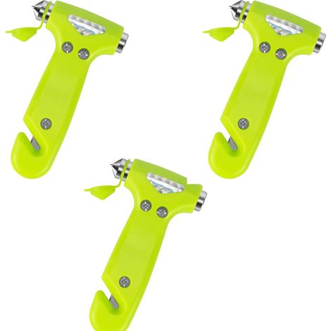Juego de 3 martillos de seguridad para coche, martillos de evacuación de emergencia con rompeventanas y cortador de cinturones de seguridad, para accidentes de coche. (1/5)