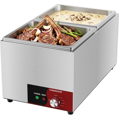 Bain Marie Électrique 2 Bacs Chauffe-Plat 1000W Cuisson au Bain Marie, Usage Professionnel (1/5)