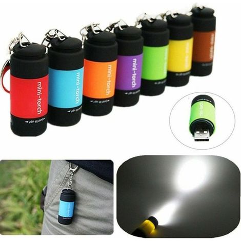 Mini lampe de poche porte-clés rechargeable LED étanche (1/5)