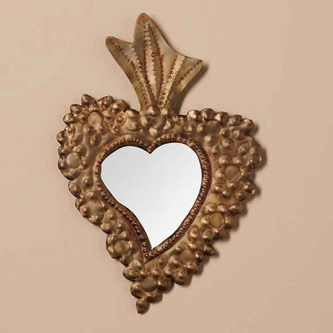 Miroir Ex-voto fleuri patine bronze 25x18x2cm (1/4)