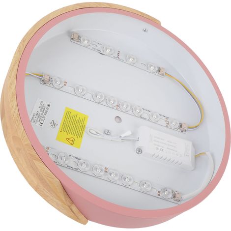 Plafonnier rond bois LED variateur intensité moderne, luminaire encastré intérieur telecomande, chambre salon couloir (1/5)