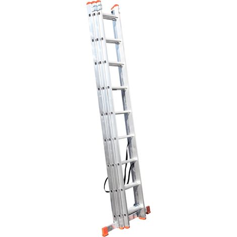 Monmobilierdesign – Échelle transformable en aluminium 3 plans 9 marches – Charge maximale 150 kg – Pieds antidérapants – Barreaux rainurés pour sécurité (1/5)