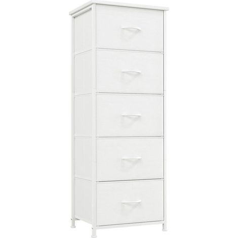 Stoffkommode mit 5 Schubladen, Weiß, 30x42x114.5cm (1/5)