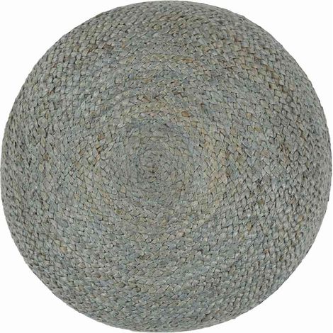 Pouf Repose-Pieds Décoratif Contemporain Fait Main en Jute Tressé Vert Olive 45 x 30 cm (1/3)