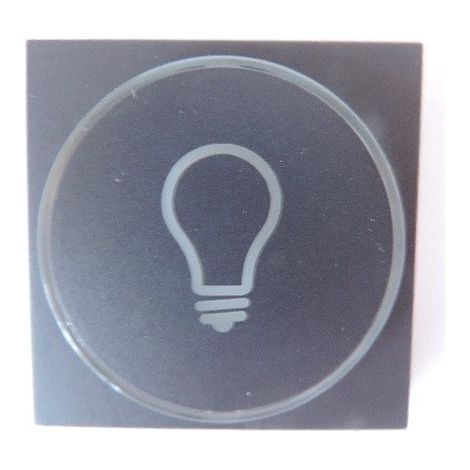 Enjoliveur de finition anthracite avec anneau transparent + symbole lampe pour bouton-poussoir 6A lumineux NIKO 122-64008