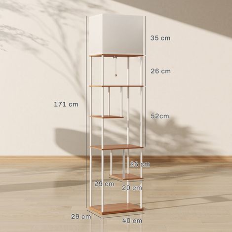 Stehlampe mit Ablagen, einstellbare Farbtemperatur 3000K–6500K, Fernbedienung, E27-Leuchtmittel, natürliches Licht