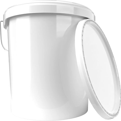 FixedByU Eimer mit Deckel 16 Liter weiß - lebensmittelecht, luftdicht, stabil,recycelbar