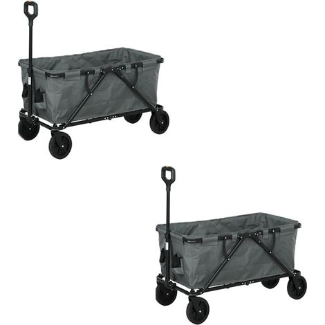 2er-Set gartenwagen 120 kg belastbar, klappbar Transportwagen mit herausnehmbare Plane 160 Liter Dunkelgrau