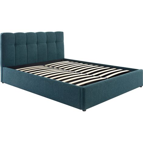 Letto con contenitore 140 x 190 cm Tessuto bouclette Verde Petrolio  - MAZIRI
