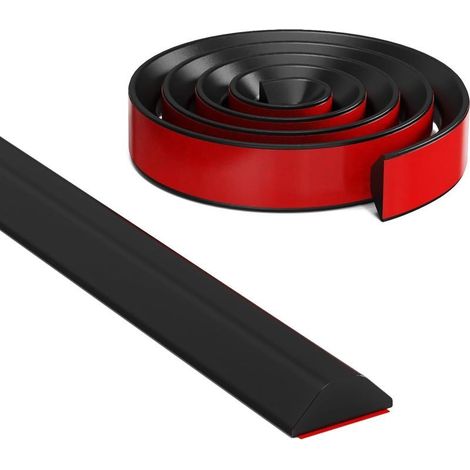 Seuil de douche en silicone, barrières de douche, bandes étanches, autocollantes, pour séparer l'eau et la maintenir à l'intérieur du seuil. (Noir, 105CM) (1/5)